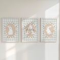 Load image into Gallery viewer, Personalised Bunny Nursery Print Set – Custom Name & Initial Wall Art – Green Gingham Baby Room Decor with Optional Frames