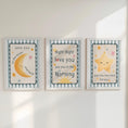 Load image into Gallery viewer, Neutral Nursery Wall Art – 3 Print Set with Moon and Stars – “Night Night, Love You” Baby Bedroom Prints with Optional Frames for Kids Room