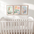 Load image into Gallery viewer, Personalised Safari Nursery Prints | Jungle Animal Wall Art Set | Gender Neutral Décor with Optional Frames