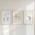 Load image into Gallery viewer, Personalised Hot Air Balloon To the Moon and Back Nursery Prints | Neutral Boys Bedroom Wall Art with Optional Frames