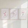 Load image into Gallery viewer, Personalised Pink Bow Nursery Wall Art Set | Pink Butterfly Girls Room Prints with Optional Frames
