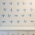Load image into Gallery viewer, Watercolour Aeroplane Fabric Wall Stickers, Plane Nursery Decor, Transport Wall Decals, Boys Bedroom Wall Art