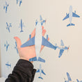 Load image into Gallery viewer, Watercolour Aeroplane Fabric Wall Stickers, Plane Nursery Decor, Transport Wall Decals, Boys Bedroom Wall Art