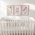 Load image into Gallery viewer, Personalised Mermaid Nursery Prints Set of 3 | Pastel Under the Sea Wall Art with Optional Frames for Girl's Bedroom