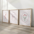Load image into Gallery viewer, Personalised Pink Bow Nursery Wall Art Set | Pink Butterfly Girls Room Prints with Optional Frames