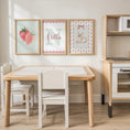 Load image into Gallery viewer, Girls Personalised Set of 3 Nursery Prints, Scalloped Gingham Initial, Strawberry & Bunny Wall Art - Optional Frames