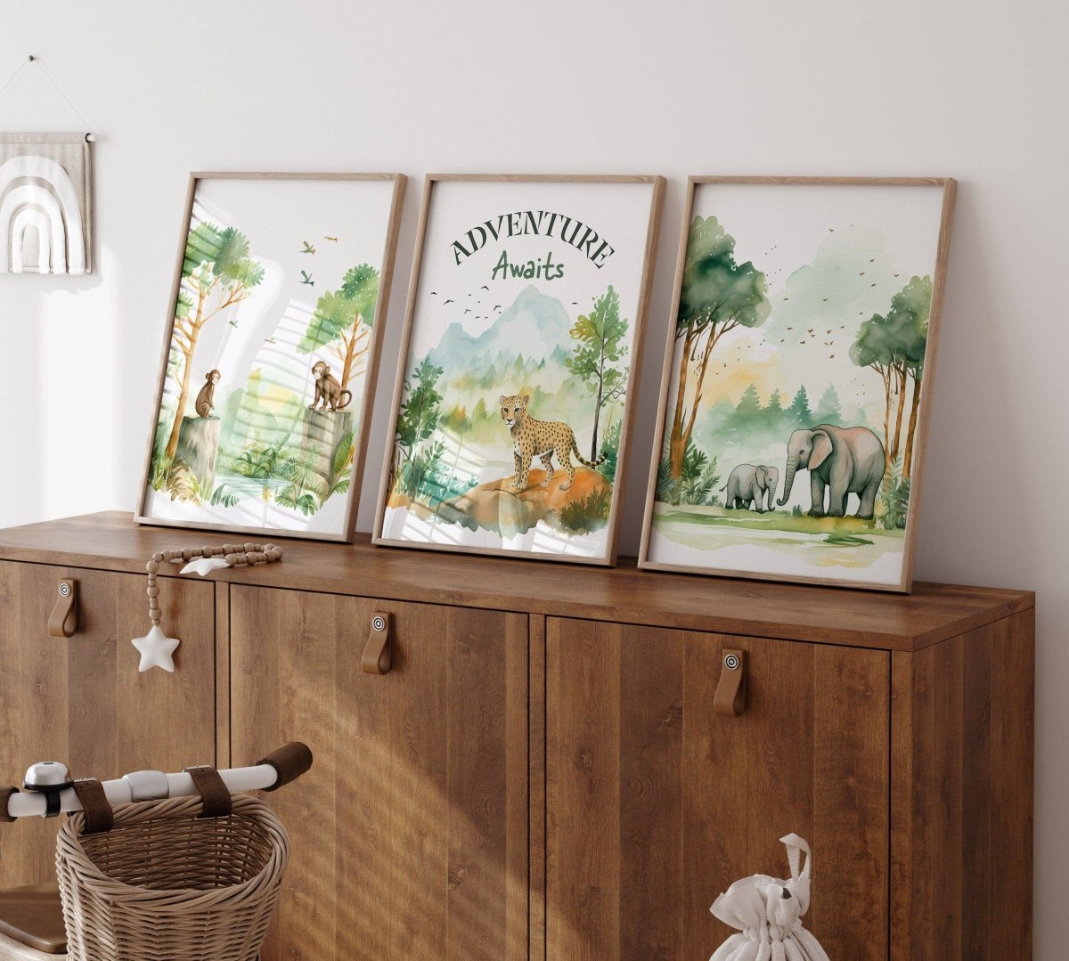 Jungle Nursery Prints | Set of 3 | Forest Adventure Wall Art for Unisex Bedroom - RoseRowanDesign -