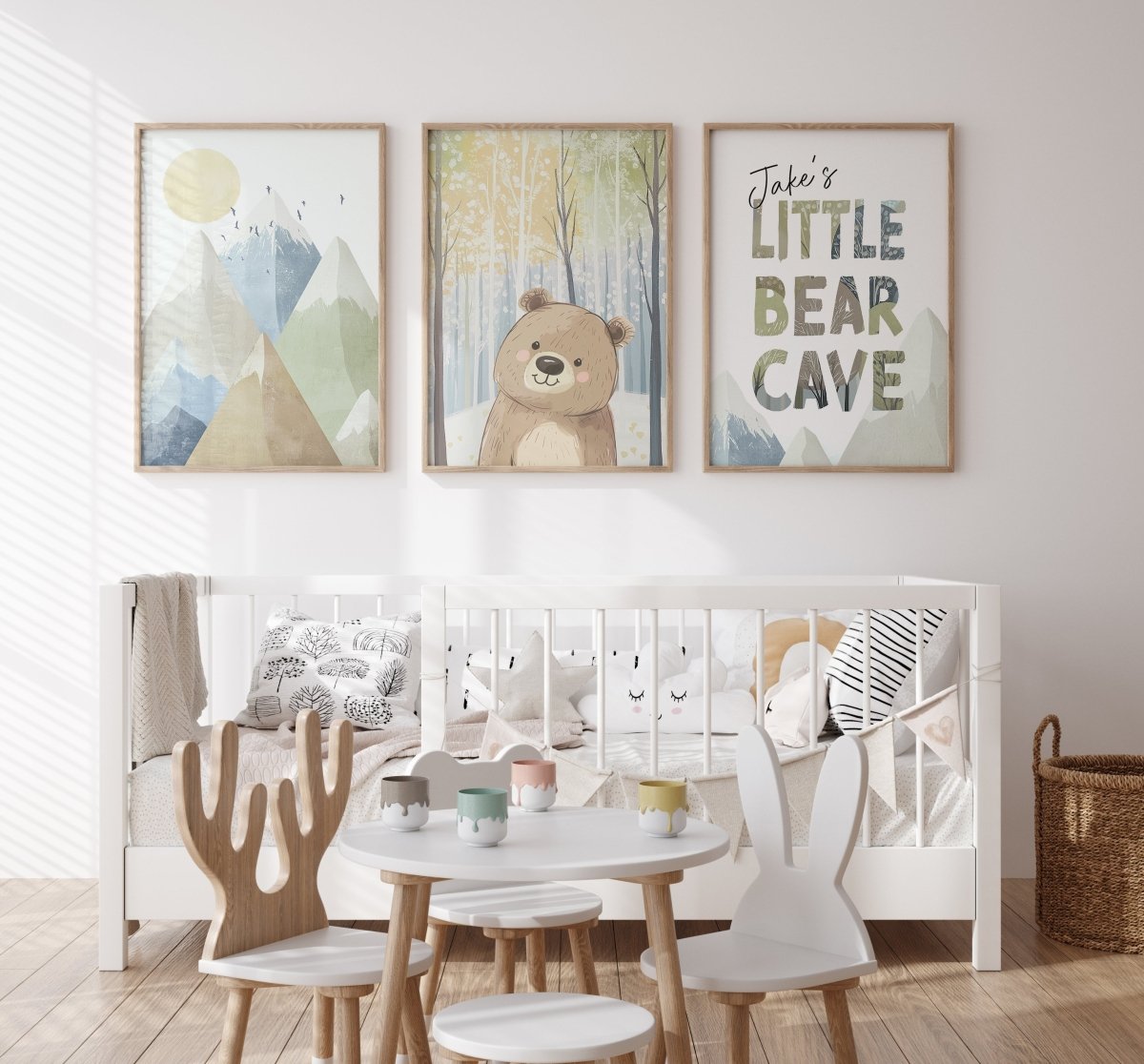 Little Bear Cave | Set of 3 Prints | Forest & Mountain Theme - RoseRowanDesign - Wall Art