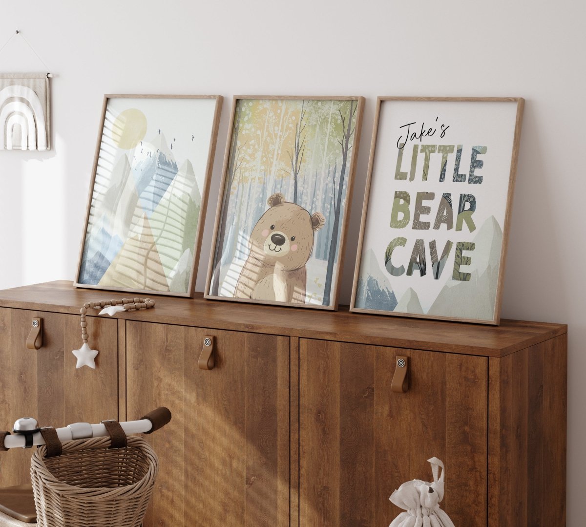 Little Bear Cave | Set of 3 Prints | Forest & Mountain Theme - RoseRowanDesign - Wall Art