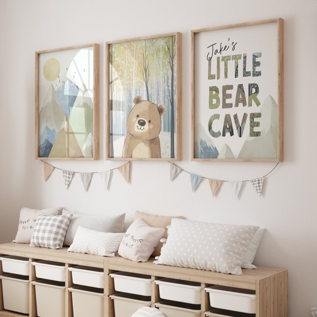 Little Bear Cave | Set of 3 Prints | Forest & Mountain Theme - RoseRowanDesign - Wall Art