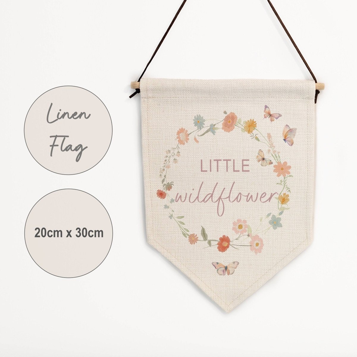 Little Wildflower Pennant Wall Flag | Boho Nursery Decor for Girls - RoseRowanDesign - Wall Art