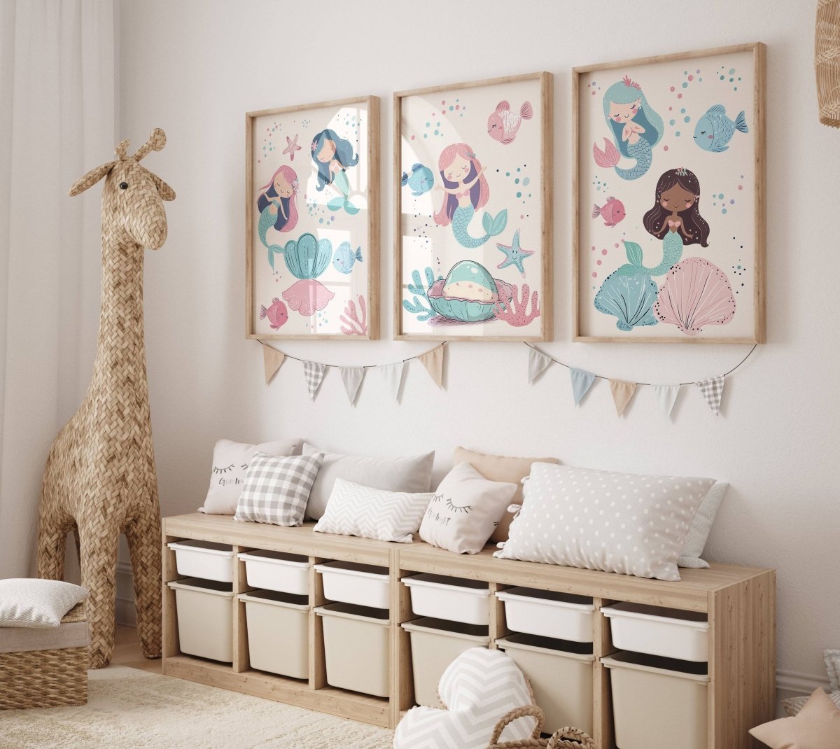 Mermaid Kids Wall Art | Set of 3 Nursery Prints - RoseRowanDesign -