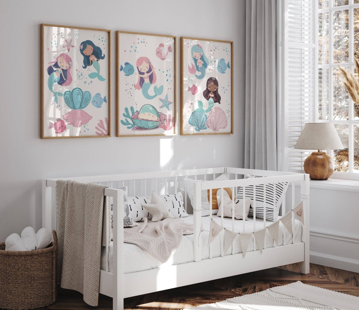 Mermaid Kids Wall Art | Set of 3 Nursery Prints - RoseRowanDesign -