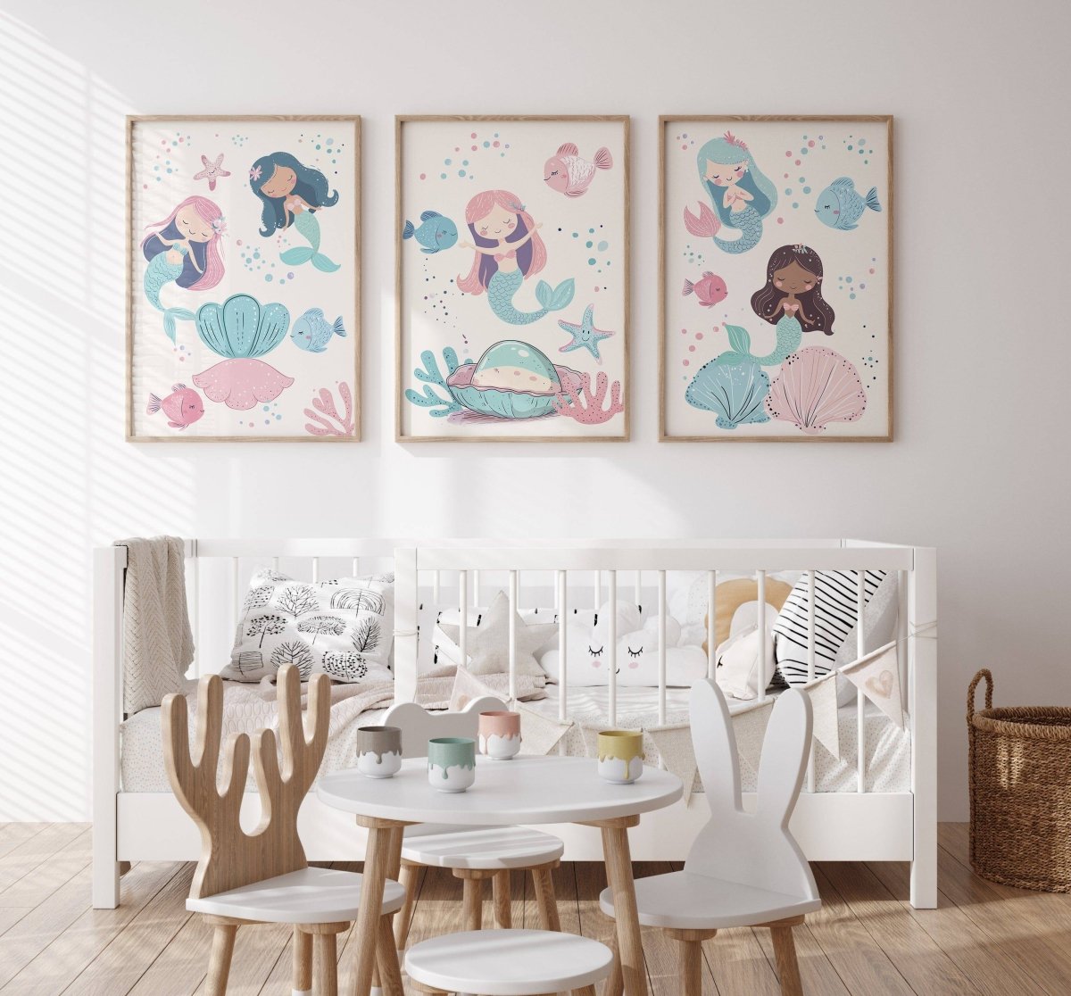 Mermaid Kids Wall Art | Set of 3 Nursery Prints - RoseRowanDesign -