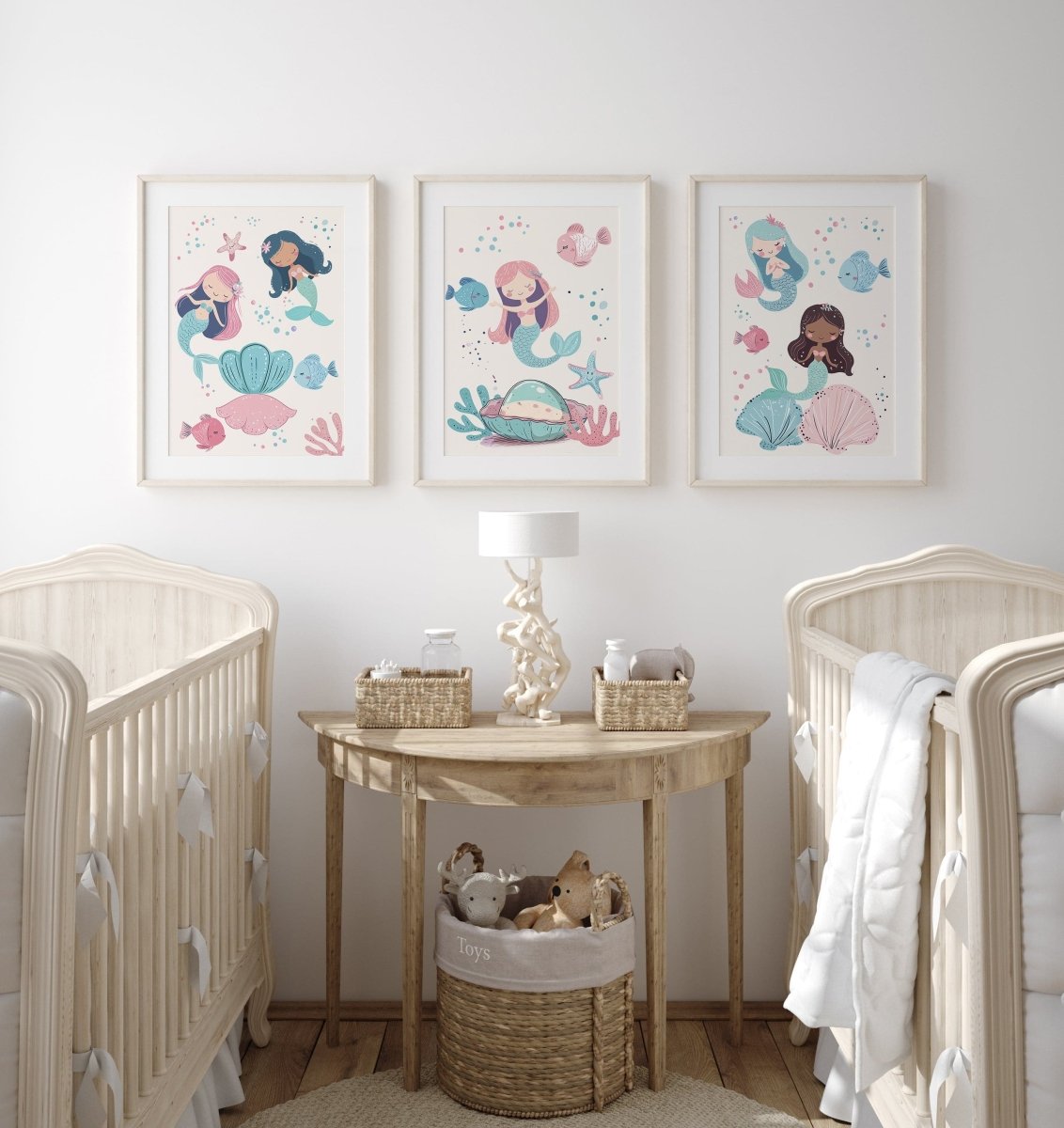 Mermaid Kids Wall Art | Set of 3 Nursery Prints - RoseRowanDesign -