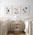 Load image into Gallery viewer, Mermaid Nursery Prints | Set of 3 | Personalised Wall Art for Girls' Room - RoseRowanDesign -