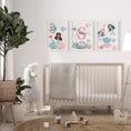 Load image into Gallery viewer, Mermaid Nursery Prints | Set of 3 | Personalised Wall Art for Girls' Room - RoseRowanDesign -