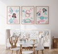 Load image into Gallery viewer, Mermaid Nursery Prints | Set of 3 | Personalised Wall Art for Girls' Room - RoseRowanDesign -