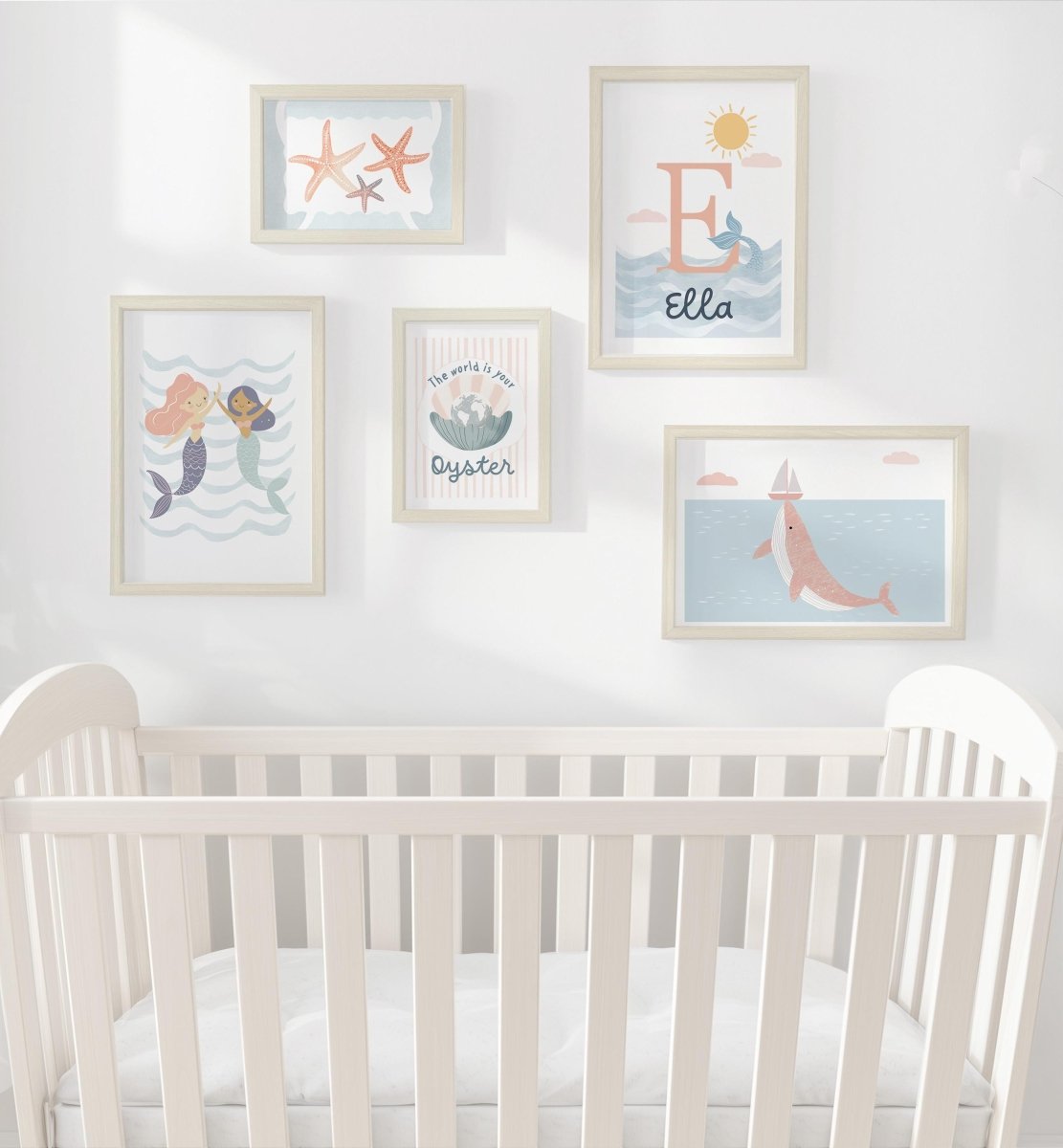 Mermaid Ocean Nursery Gallery Wall Prints – Girls Sea Wall Art Set - RoseRowanDesign -