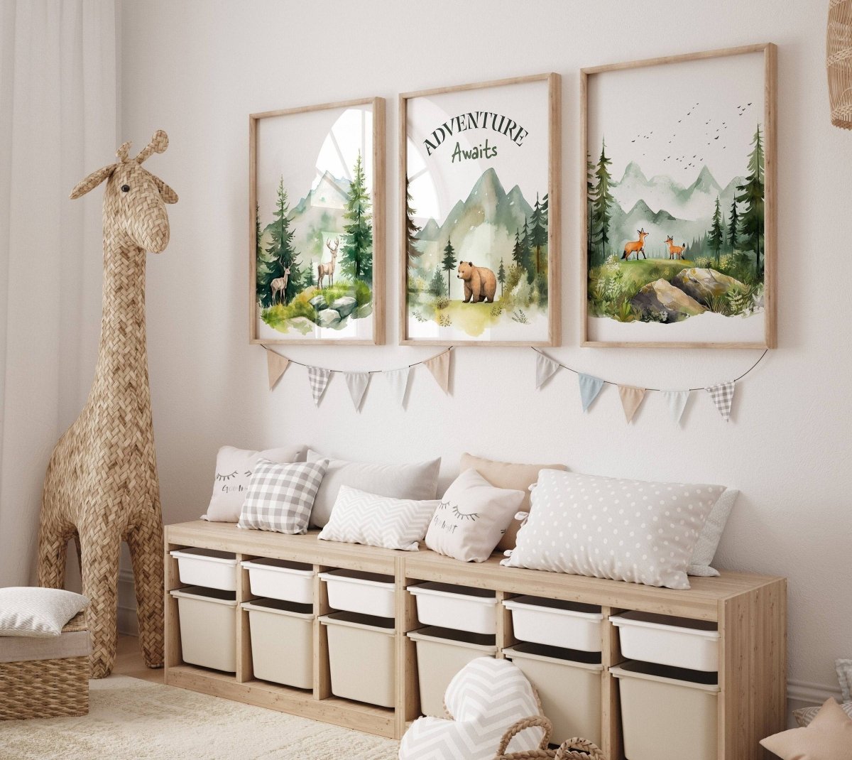 Mountain Nursery Prints Set of Forest Adventure Wall Art for