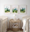 Load image into Gallery viewer, Mountain Nursery Prints | Set of 3 Forest Decor | Green Nursery Wall Art - RoseRowanDesign - Wall Art