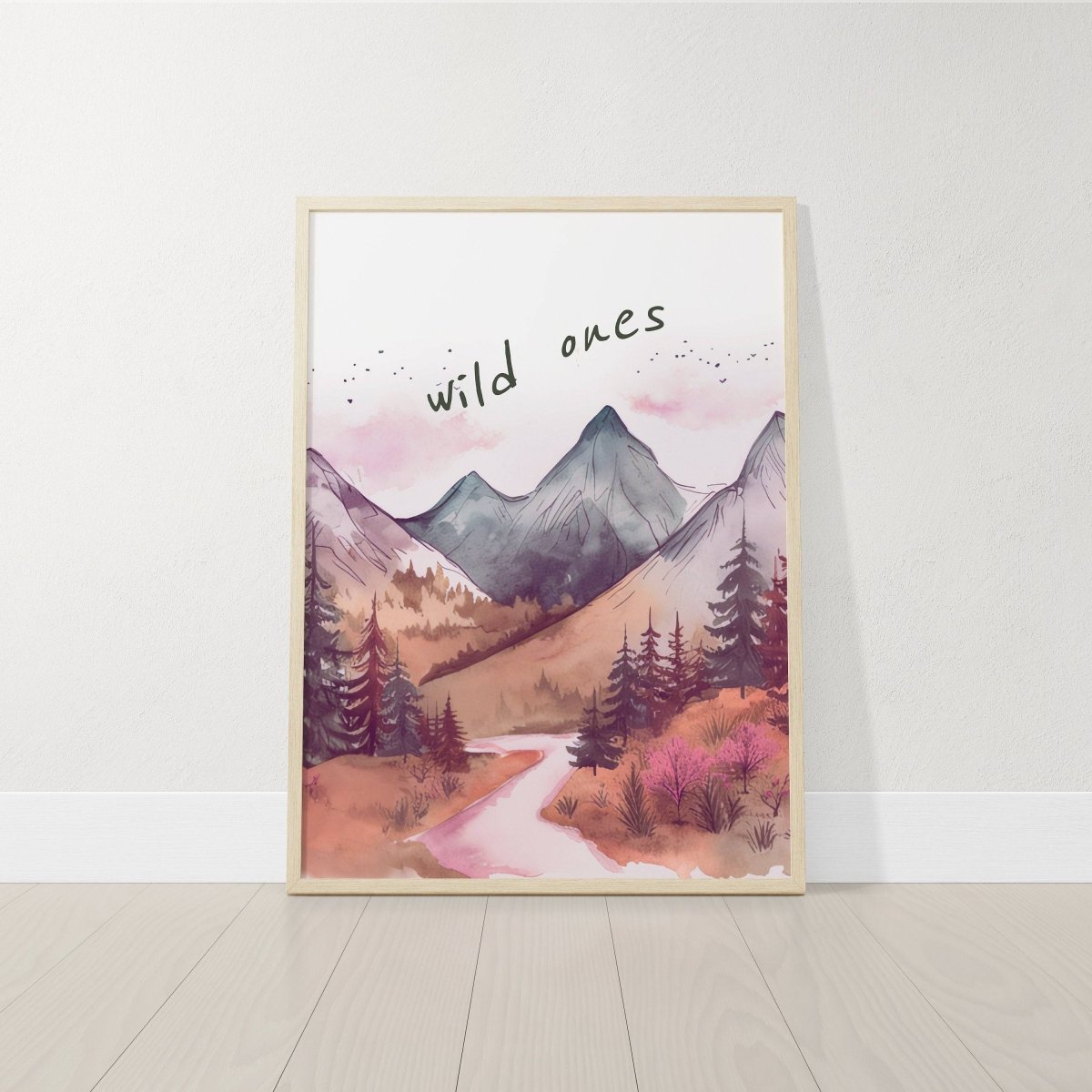 Mountain Nursery Prints | Set of 3 Forest Decor | Pink Nursery Wall Art - RoseRowanDesign - Wall Art