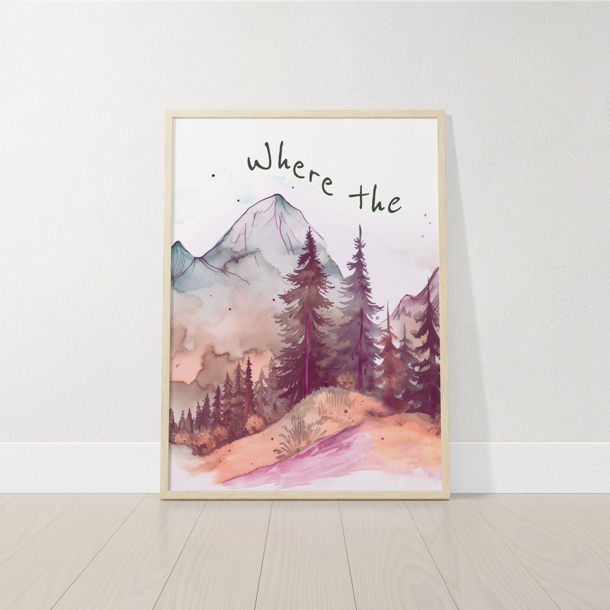 Mountain Nursery Prints | Set of 3 Forest Decor | Pink Nursery Wall Art - RoseRowanDesign - Wall Art