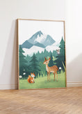Load image into Gallery viewer, Mountain & Woodland Animal Prints | Set of 3 | Green Forest Wall Art for Unisex Nursery - RoseRowanDesign -