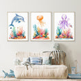 Load image into Gallery viewer, Nautical Nursery Wall Art | Ocean Theme Prints | Colorful Sea Creature Decor | Set of 3 - RoseRowanDesign - Wall Art