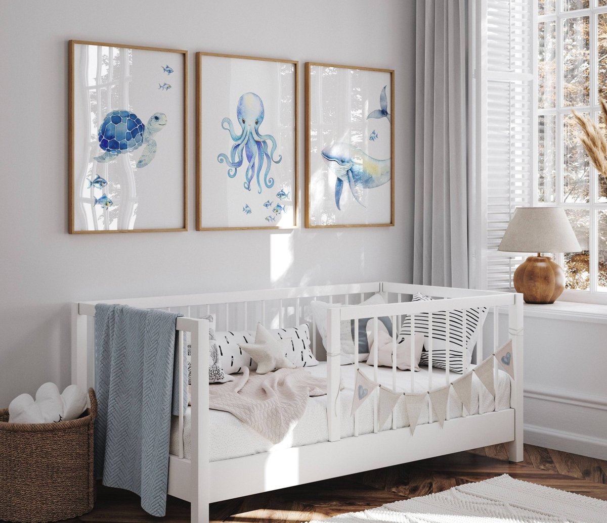 Nautical Nursery Wall Art | Ocean Theme Prints | Kids' Playroom Decor | Set of 3 - RoseRowanDesign - Wall Art