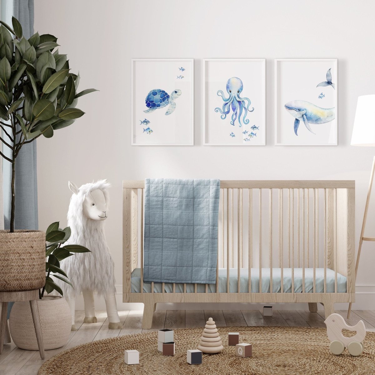 Nautical Nursery Wall Art | Ocean Theme Prints | Kids' Playroom Decor | Set of 3 - RoseRowanDesign - Wall Art