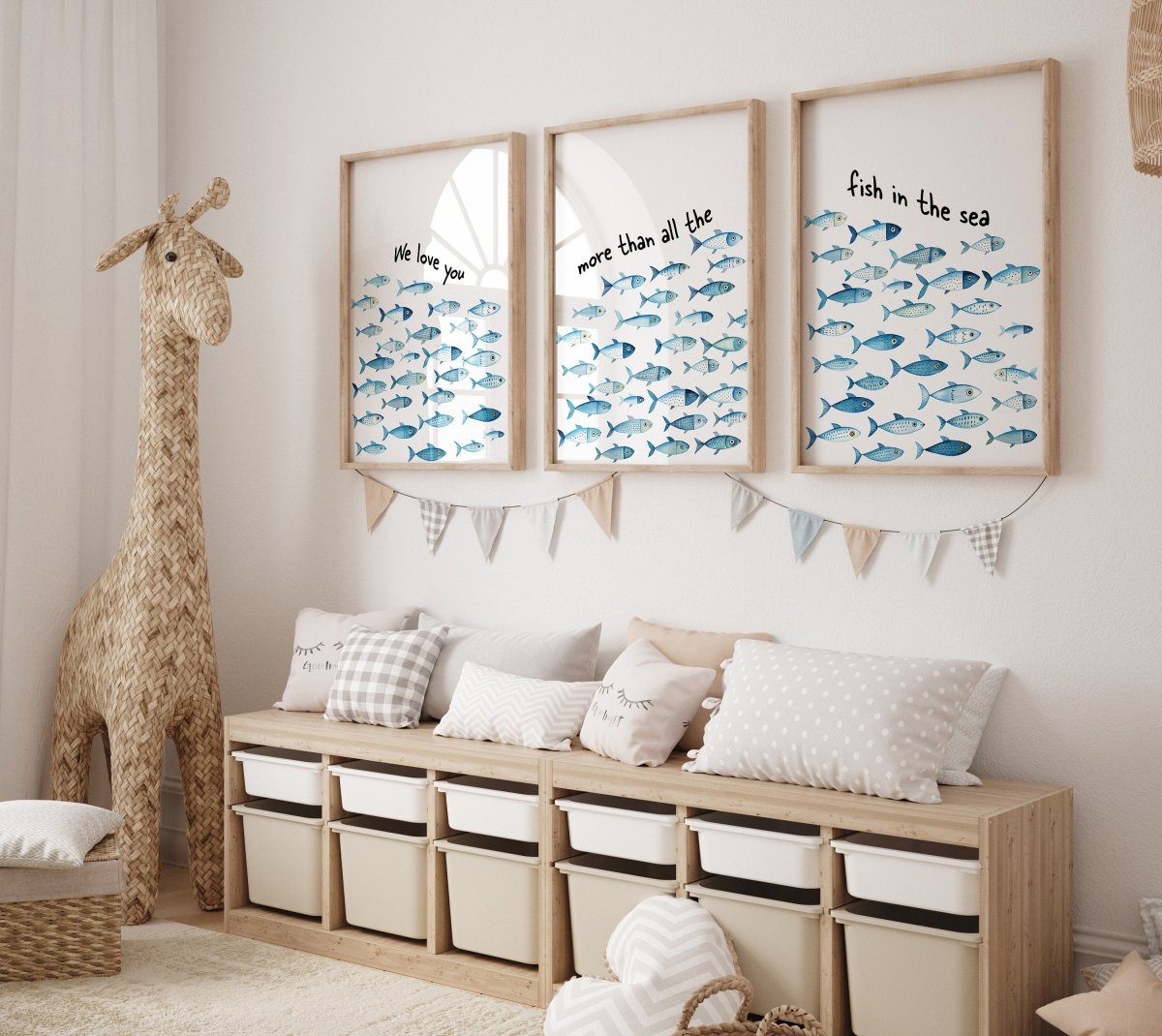 Nautical Nursery Wall Art | Set of 3 Ocean Theme Prints | Blue Boys' Room Decor - RoseRowanDesign - Wall Art