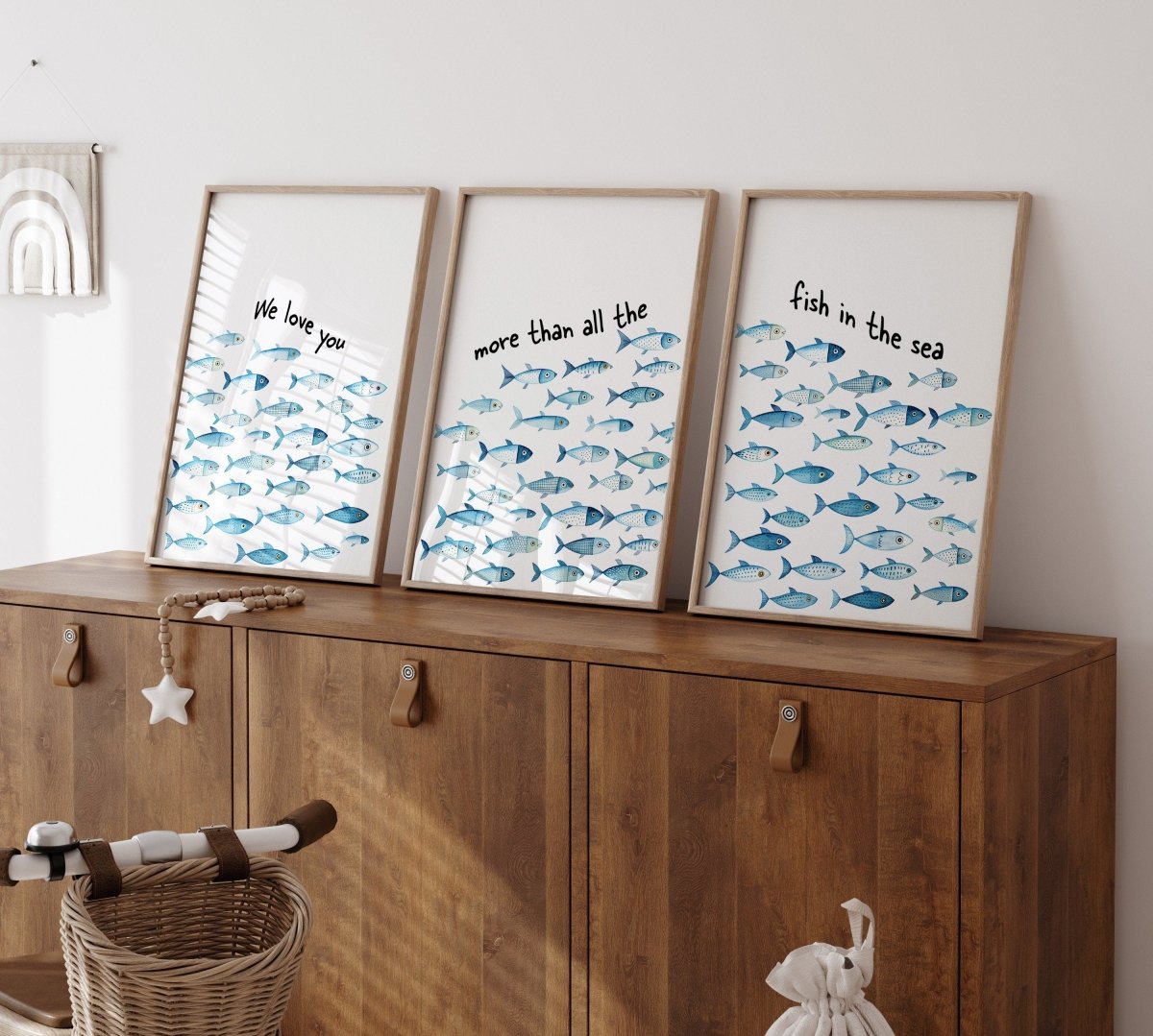 Nautical Nursery Wall Art | Set of 3 Ocean Theme Prints | Blue Boys' Room Decor - RoseRowanDesign - Wall Art