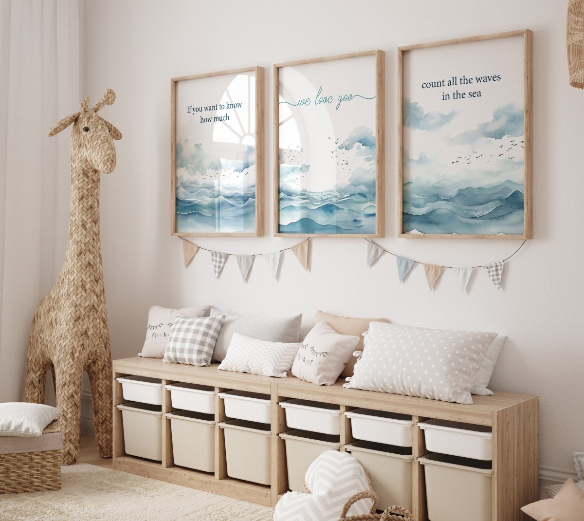 Nautical Nursery Wall Art | Set of 3 Ocean Theme Prints | Blue Boys' Room Decor - RoseRowanDesign - Wall Art