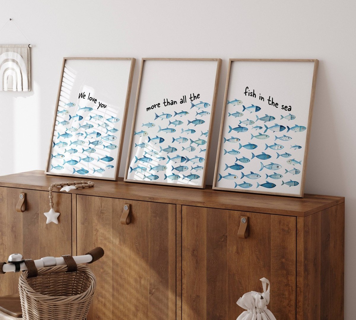Nautical Nursery Wall Art | Set of 3 Ocean Theme Prints | Blue Boys' Room Decor - RoseRowanDesign - Wall Art