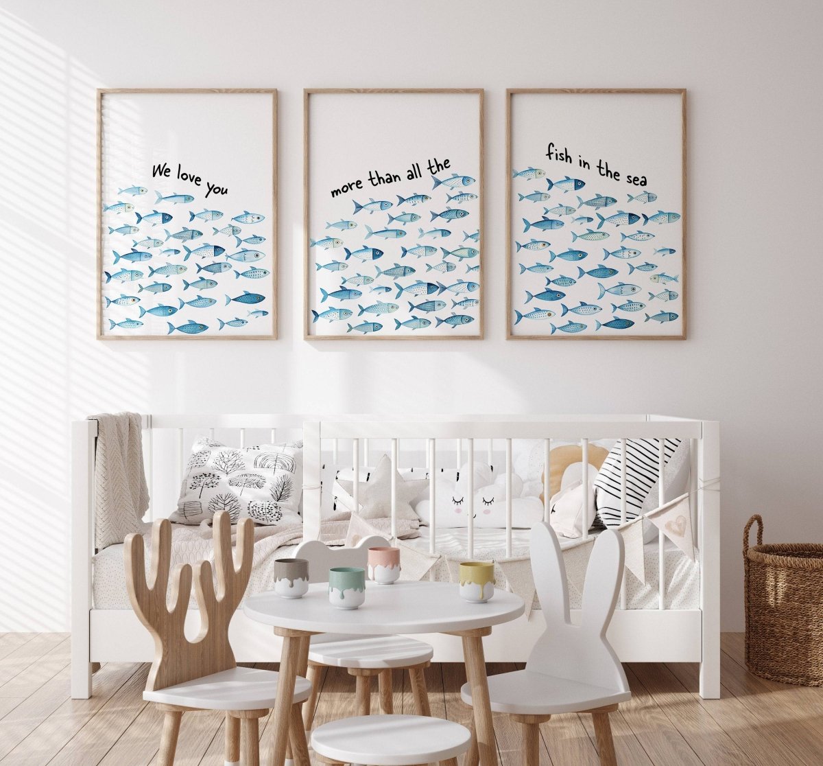 Nautical Nursery Wall Art | Set of 3 Ocean Theme Prints | Blue Boys' Room Decor - RoseRowanDesign - Wall Art