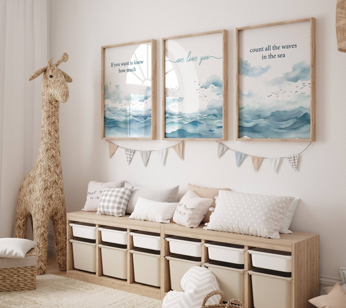 Nautical Nursery Wall Art | Set of 3 Ocean Theme Prints | Blue Boys' Room Decor - RoseRowanDesign - Wall Art