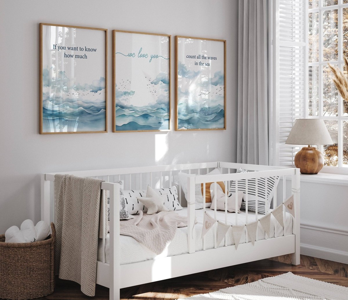 Nautical Nursery Wall Art | Set of 3 Ocean Theme Prints | Blue Boys' Room Decor - RoseRowanDesign - Wall Art