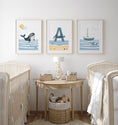 Load image into Gallery viewer, Ocean Nursery Prints | Set of 3 | Personalized ocean Wall Art for childs' Room - RoseRowanDesign -