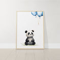 Load image into Gallery viewer, Panda Bear Nursery Prints | Set of 3 | Blue Balloon Wall Art for Baby Boy's Room - RoseRowanDesign -