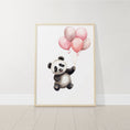 Load image into Gallery viewer, Panda Bear Nursery Prints | Set of 3 | Pink Balloon Wall Art for Baby Girl's Bedroom - RoseRowanDesign -