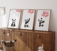 Load image into Gallery viewer, Panda Bear Nursery Prints | Set of 3 | Pink Balloon Wall Art for Baby Girl's Bedroom - RoseRowanDesign -