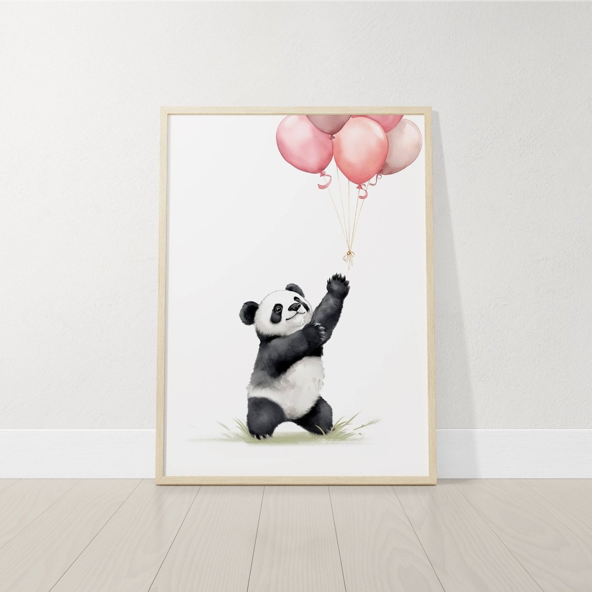 Panda Bear Nursery Prints | Set of 3 | Pink Balloon Wall Art for Baby Girl's Bedroom - RoseRowanDesign -