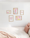 Load image into Gallery viewer, Pastel Rainbow Nursery Gallery Wall Prints – Heart & Name Art Set - RoseRowanDesign - Wall Art