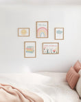Load image into Gallery viewer, Pastel Rainbow Nursery Gallery Wall Prints – Personalised Name, Books & Wildflowers Set - RoseRowanDesign -