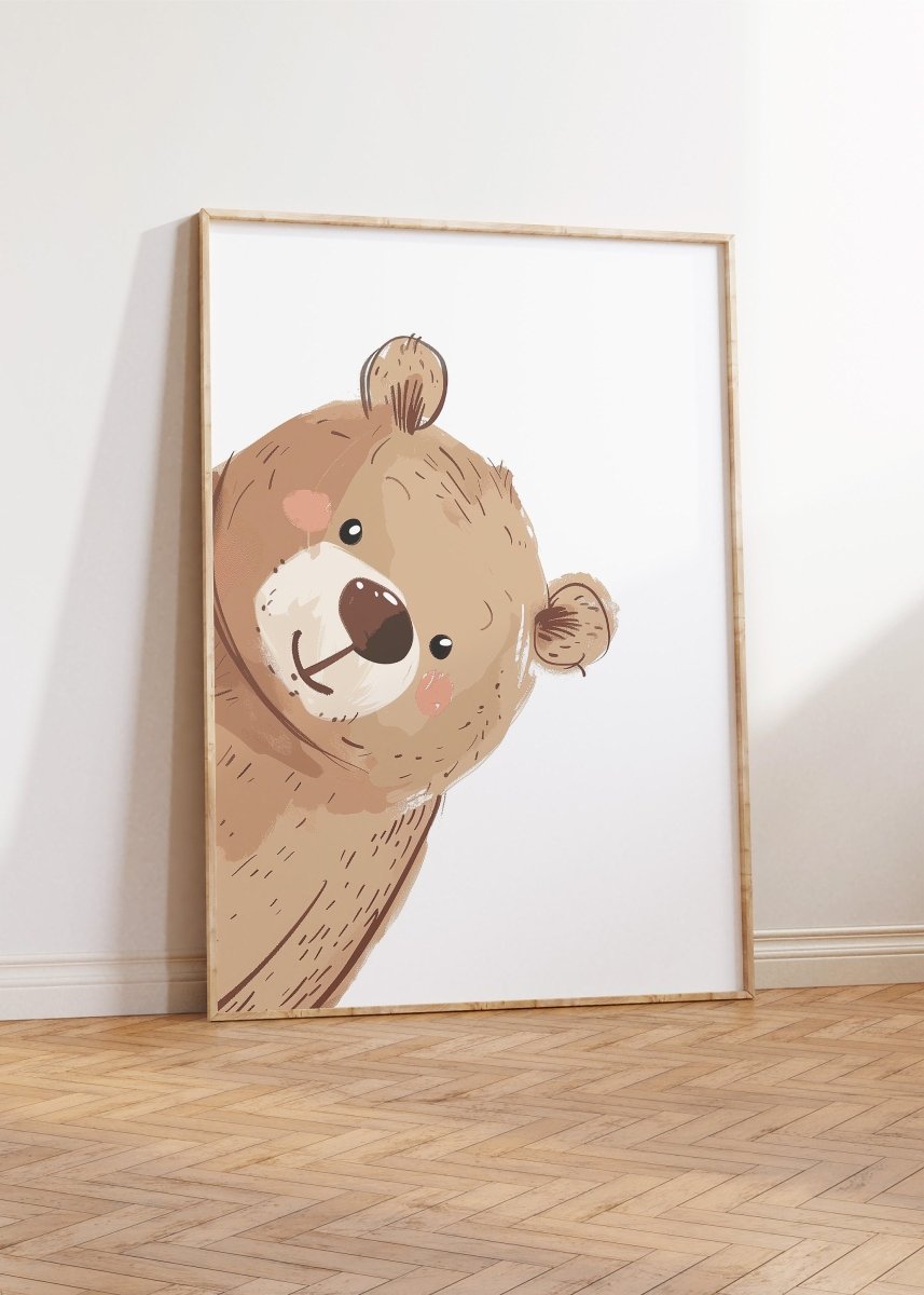 Peeking Bears Nursery Prints | Set of 3 Bear - Themed Gender Neutral Wall Art - RoseRowanDesign - Wall Art