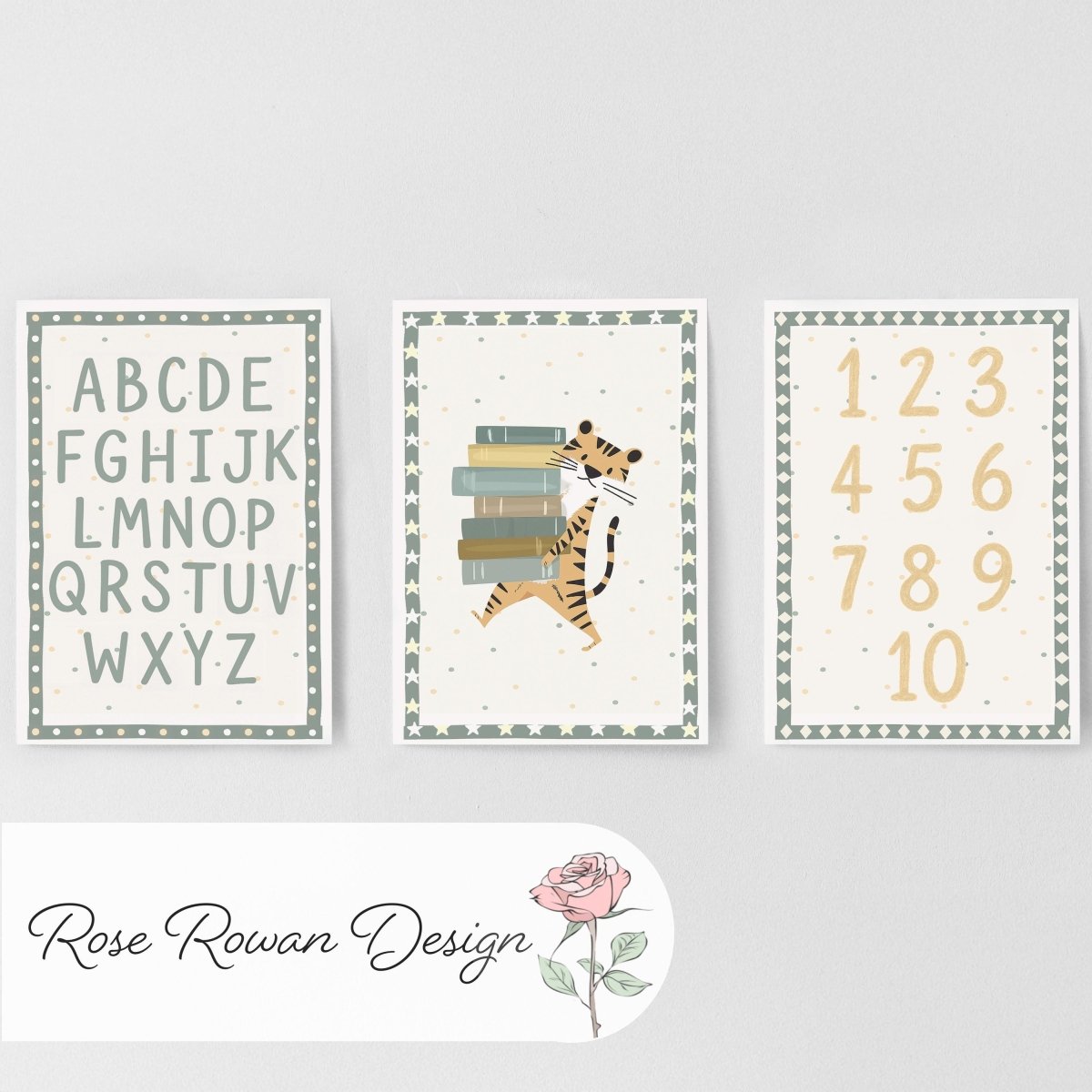 Personalised Alphabet & Number Nursery Prints – Educational Set - RoseRowanDesign -
