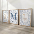 Load image into Gallery viewer, Personalised Blue Floral Bunny & Duck Nursery Prints - RoseRowanDesign -