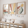 Load image into Gallery viewer, Personalised Boho Star, Sun & Moon | Set of 3 | Mid Century kids room - RoseRowanDesign - Wall Art