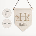 Load image into Gallery viewer, Personalised Bunny Name Pennant Wall Flag | Beige Nursery Decor for Baby - RoseRowanDesign - Wall Art
